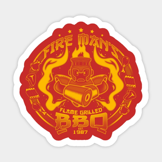 Fire Man's BBQ Sticker by BCArtDesign